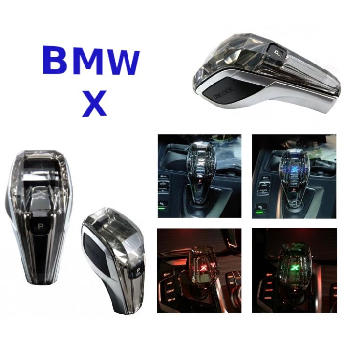 Gałka dźwignia zmiany biegów automat, Crystal Gear Shift Knob X Logo, BMW G20 G30 G32 F01 G01 G02 F15 F16